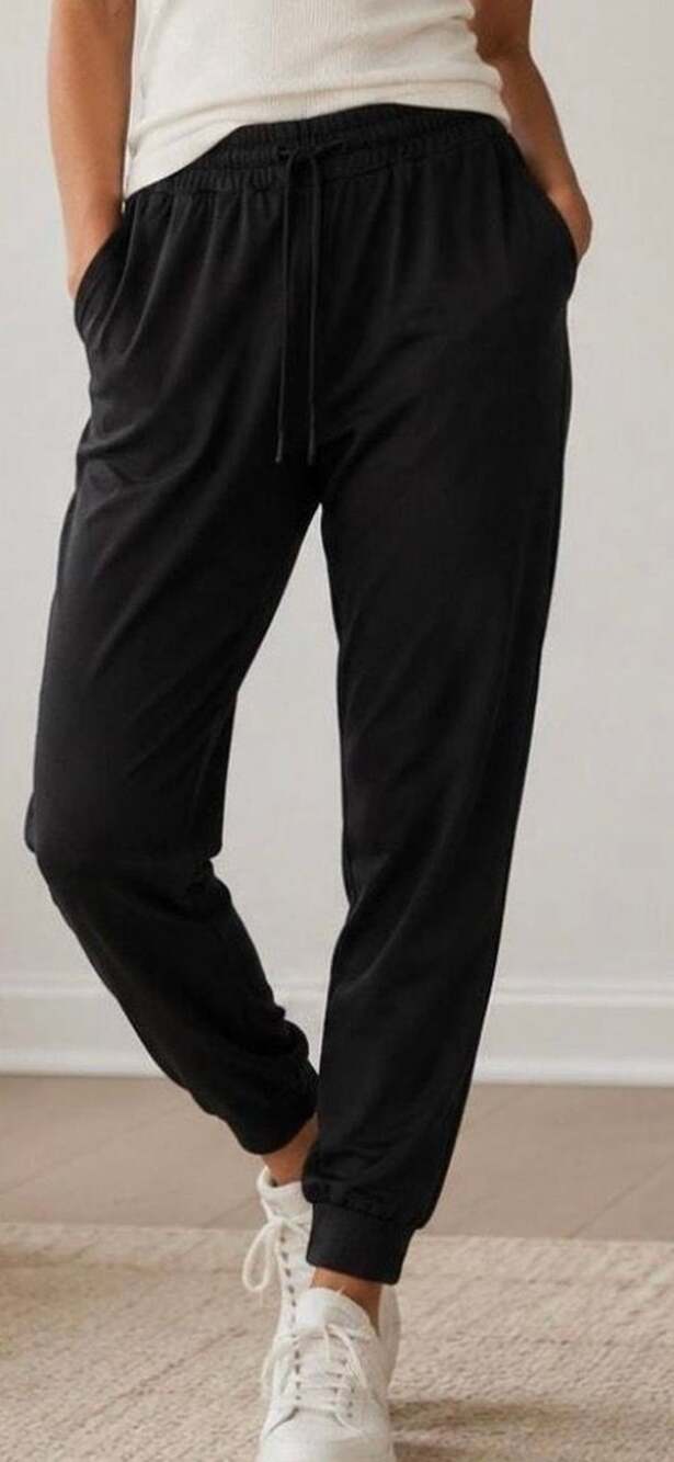 Quince Flowknit Mid-Rise Jogger Small Black Lounge Comfy
